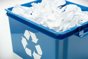 Blue Recycle Bin Containing White Office Paper — Portland, OR — Portland Disposal & Recycling